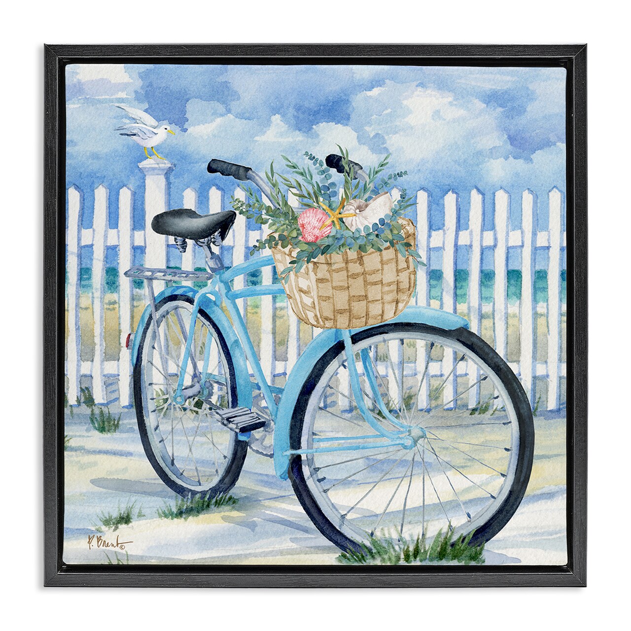 Stupell Industries Rosemary Beach Bicycle Floater Framed Canvas Wall Art Design by Paul Brent